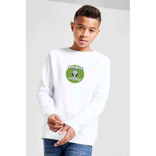 Rick And Morty Tiny Rick Adventures Baskılı Unisex Çocuk Beyaz Sweatshirt