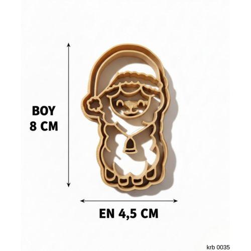 Çanlı Noel Kuzusu Kurabiye Kalıbı – Şapkalı Sevimli Kuzu Figürlü, Çift Parça Hamur Kesici, Şeker Hamuru ve Oyun Hamuru İçin