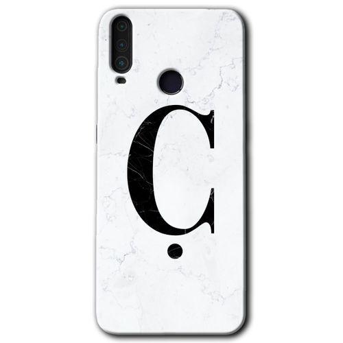 MRCİLETİSİM General Mobile GM 10 Kılıf HD Desen Baskılı Arka Kapak + Temperli Cam - Beyaz Mermer Desenli Ç Harfi