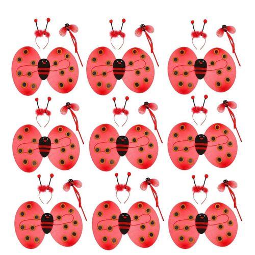 Uğur Böceği Kostüm Seti - Kanat Taç Asa 3 Parça 12 Adet