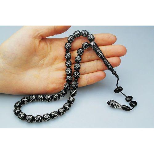 Oltu Taşı Örgü Model İşlemeli Tespih