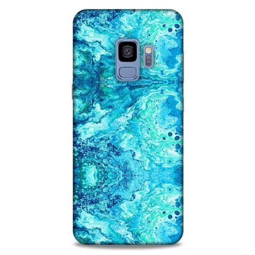 Mermer Desenli (36) Tema Glitter Kılıf Deniz Mavisi Samsung Galaxy S9 Kılıf