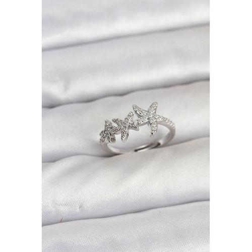 Pirinç Yıldız Model Gümüş Renk Kadın Yüzük