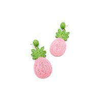 Ananas Hasır Küpe - Pembe