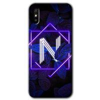 Xiaomi Redmi 9A Kılıf Baskılı Kapak - Dark Neon Yaprak N Harfi + 5D Tam Kaplayan Cam