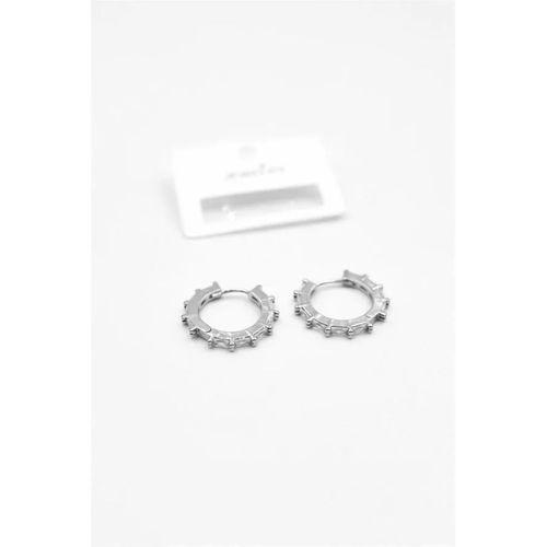 Baget Taşlı Küpe - Gümüş