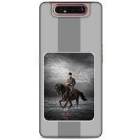 Samsung Galaxy A80 Kılıf Atatürk (39) Liquid Crystal Kılıf Gri Şerit