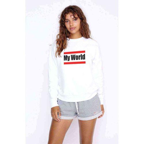 My World Baskılı Beyaz Kadın Sweatshirt