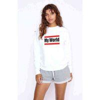 My World Baskılı Beyaz Kadın Sweatshirt