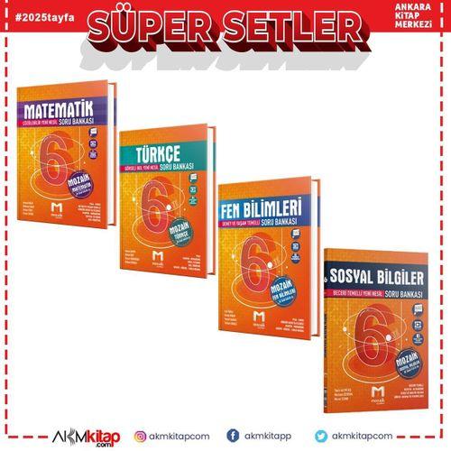 Mozaik 6.Sınıf Matematik Türkçe Fen ve Sosyal Bilimler Soru Bankası Seti 4 Kitap