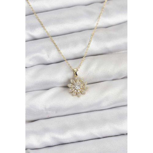 Pirinç Gold Renk Çiçek Model Kadın Kolye - TJ-BKO10805