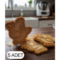 5Li Sevimli Tavuk Şekillendirici Kalıp Kurabiye Hamur Kesici Oyun ve Şeker Hamuru Seti