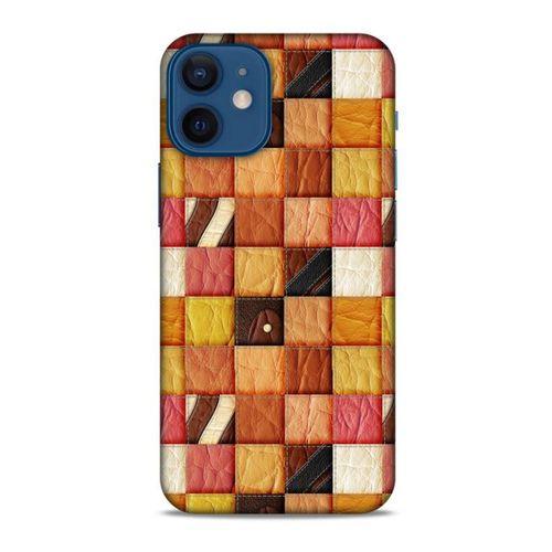 Apple iPhone 12 Mini Kılıf Patchwork (2) Kabı Turuncu Sarı