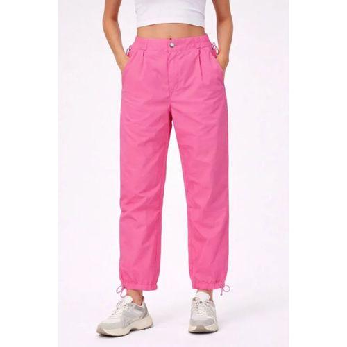 Paraşüt Kumaş Pantolon Bel Ve Paça Ayarlanabilir Lastikli Spor Pantolon - Pembe