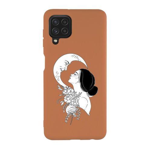 Samsung Galaxy A22 Uyumlu Moon and Women Desenli Premium Silikonlu Lansman Telefon Kılıfı