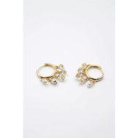 Yuvarlak Taşlı Shakira Küpe - Altın