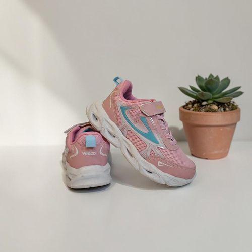 Wisco 069 Pembe- Turkuaz Işıklı Cırtlı Kız Çocuk Spor Ayakkabı