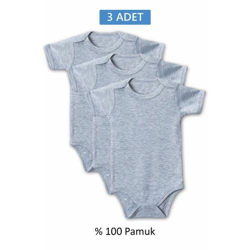 Gri Yarım Kol Body Zıbın 2-7 YAŞ Çocuklar İçin (3 ADET) Alttan Çıtçıtlı Özel Gereksinimli
