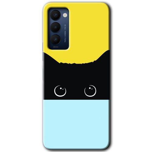 Tecno Camon 18P HD Baskılı Kılıf + 9D Tam Ekran Koruyucu - Kara-Kedi