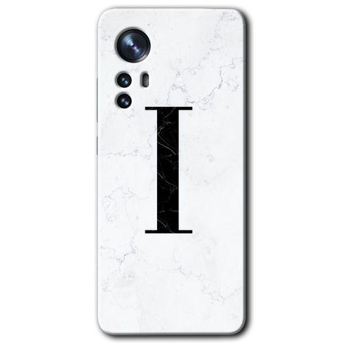 Potkal Hediye Fabrikası Xiaomi Mi 12 Pro Kılıf HD Desen Baskılı Arka Kapak - Beyaz Mermer Desenli I Harfi