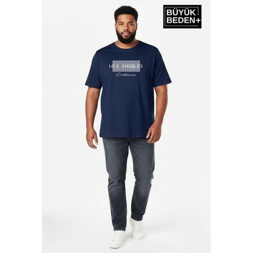 Erkek Büyük Beden Los Angeles Baskılı 3xl-6xl Bisiklet Yaka Tshırt SPR26BTS510-18