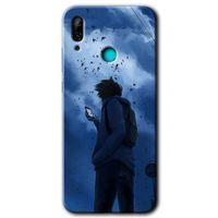 MRCİLETİSİM Huawei P smart 2019 Kılıf Baskılı Kapak - Sonbahar Yalnızlığı + 5D Tam Kaplayan Cam