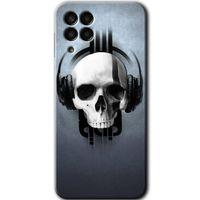 MRCİLETİSİM Samsung Galaxy M33 Kılıf Baskılı Kapak - Müzik Kurukafa +Tam Ekran Koruyucu