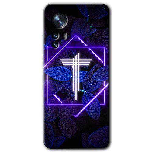 Xiaomi Mi 12 Pro Kılıf HD Desen Baskılı Arka Kapak + Temperli Cam - Dark Neon Yaprak T Harfi