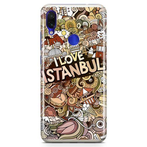 Xiaomi Redmi Note 7 Pro Kılıf İstanbul Doodle Arka Kapak Koruma Desenli Full Koruyucu