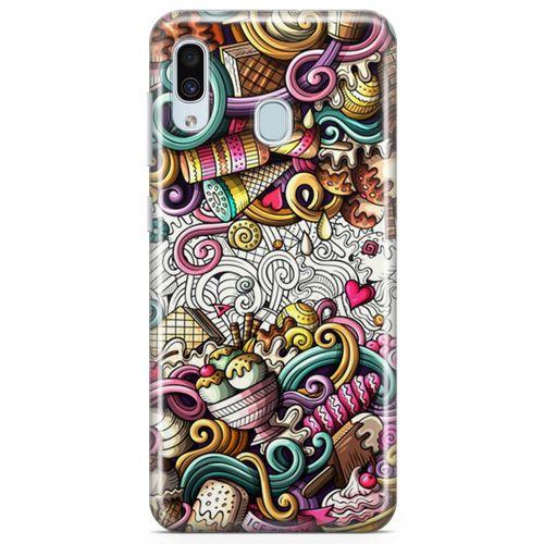 Samsung Galaxy A30 Kılıf Dondurma Doodle Arka Kapak Koruma Desenli Full Koruyucu