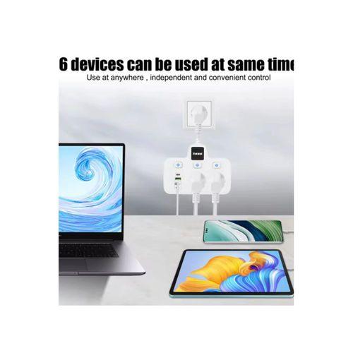 Vtn-503 Akım Korumalı Duvar Tipi Priz 2x Usb 2x Priz Typce 20w