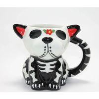 Day Of The Dead Köpek Figürlü 3d Kabartmalı Porselen Kupa Alk4896