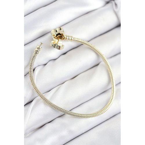 Pirinç Charm Zirkon Taşlı Yonca Model Gold Renk Kadın Bileklik