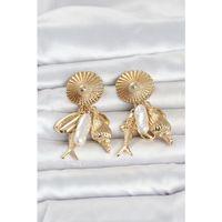 Gold Renk Deniz Temalı Vintage Kadın Küpe