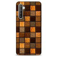 Oppo Realme XT Kılıf Patchwork (32) Soft Silikon Kılıf Turuncu Kahve