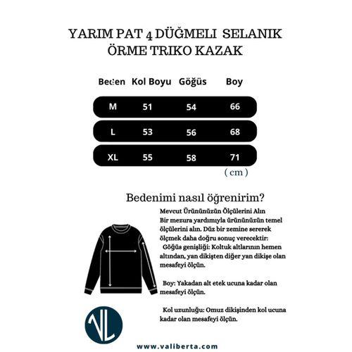 Oversize Selanik Örgü 4 Düğmeli Yarım Pat Rahat Kalıp Erkek Triko Kazak - Füme