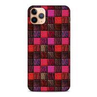 Apple Iphone 11 Pro Kılıf Patchwork (22) Tam Koruma Kılıfı Fuşya Bordo