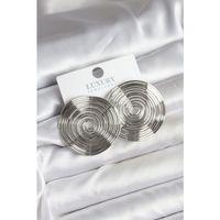 Pirinç Gümüş Renk Circle Model Kadın Küpe