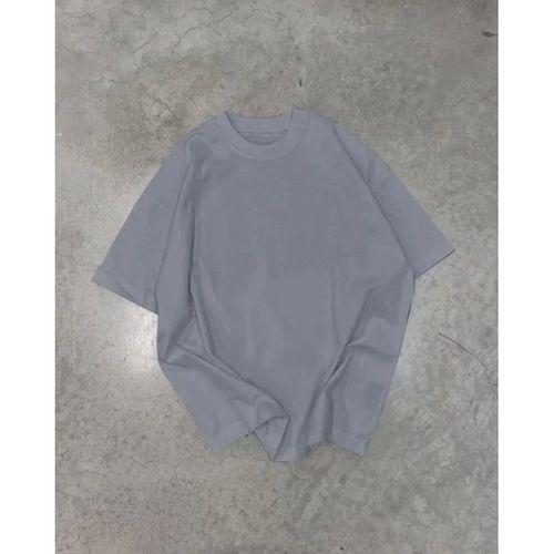 Pilelistore Unisex Basic Bisiklet Yaka Oversize T-Shirt - Füme