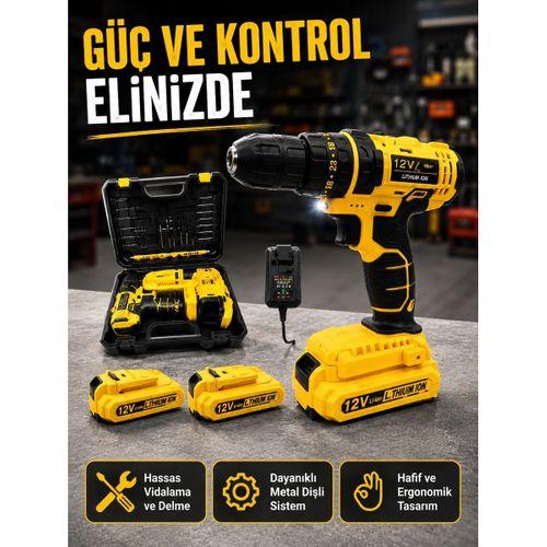 12v Akülü Matkap | 20-30 Nm Tork, Çift Hız Ayarı Ve Led Işık