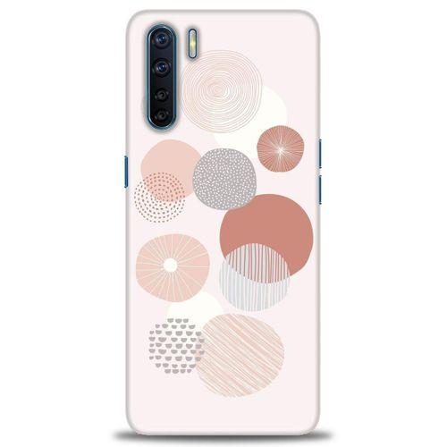 Oppo A91 / Reno 3 Kılıf HD Baskılı Kılıf - Pembe Daireler + Tam Ekran Koruyucu