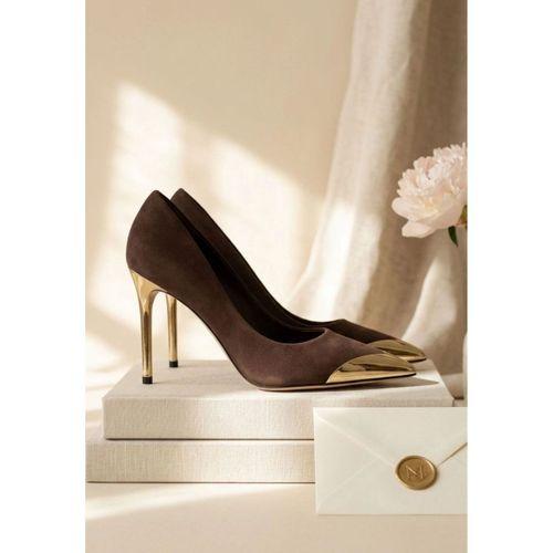 Alis Kahverengi Saten Stiletto Ayakkabı