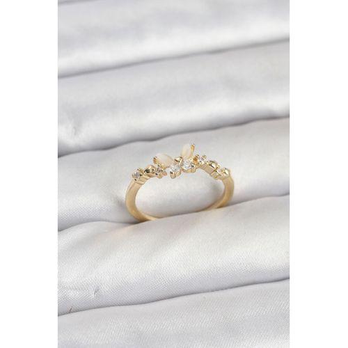 Kelebek Model Gold Renk Pirinç Kadın Yüzük