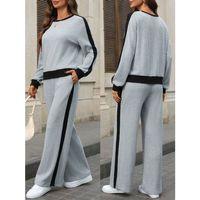 Kadın Uzun Kollu Bisiklet Yaka şardonlu Kaşkorse Bluz Ve Pantolon Ikili Takım