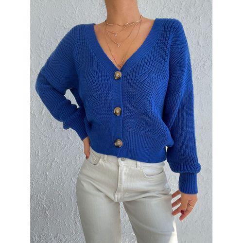 Kadın Uzun Kollu Düğme Detay Triko Hırka