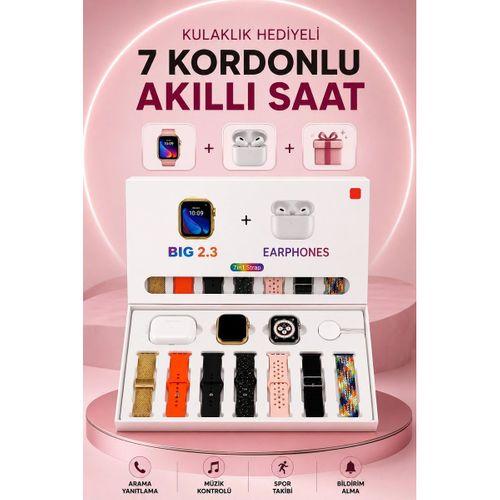 Akıllı Saat Bluetooth Kulaklık Hediyeli Bildirim Görme Sesli Görüşme Çoklu Kordon