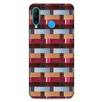Huawei P30 Lite Kılıf Patchwork (45) Liquid Air Kılıf Bordo Gri