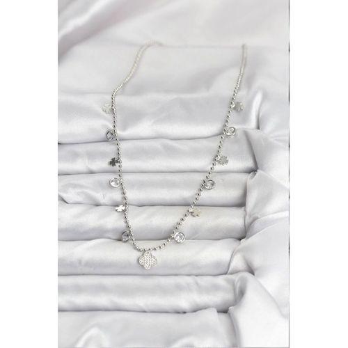 Pirinç Gümüş Renk Yonca Model Kadın Kolye