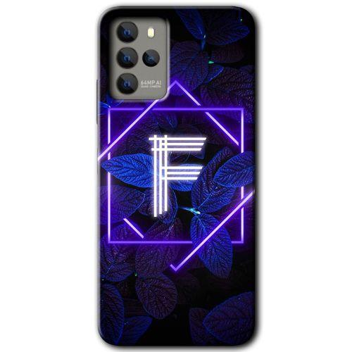 Omix X700 Kılıf HD Desen Baskılı Arka Kapak - Dark Neon Yaprak F Harfi