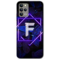 Omix X700 Kılıf HD Desen Baskılı Arka Kapak - Dark Neon Yaprak F Harfi